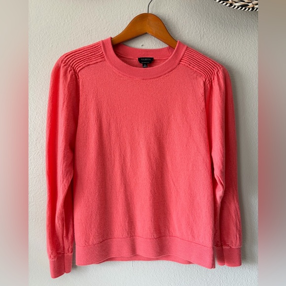 Talbots Sweaters - Talbots 100% Merino Wool Pleated Shoulder Sweater Coral Pink Women’s Medium